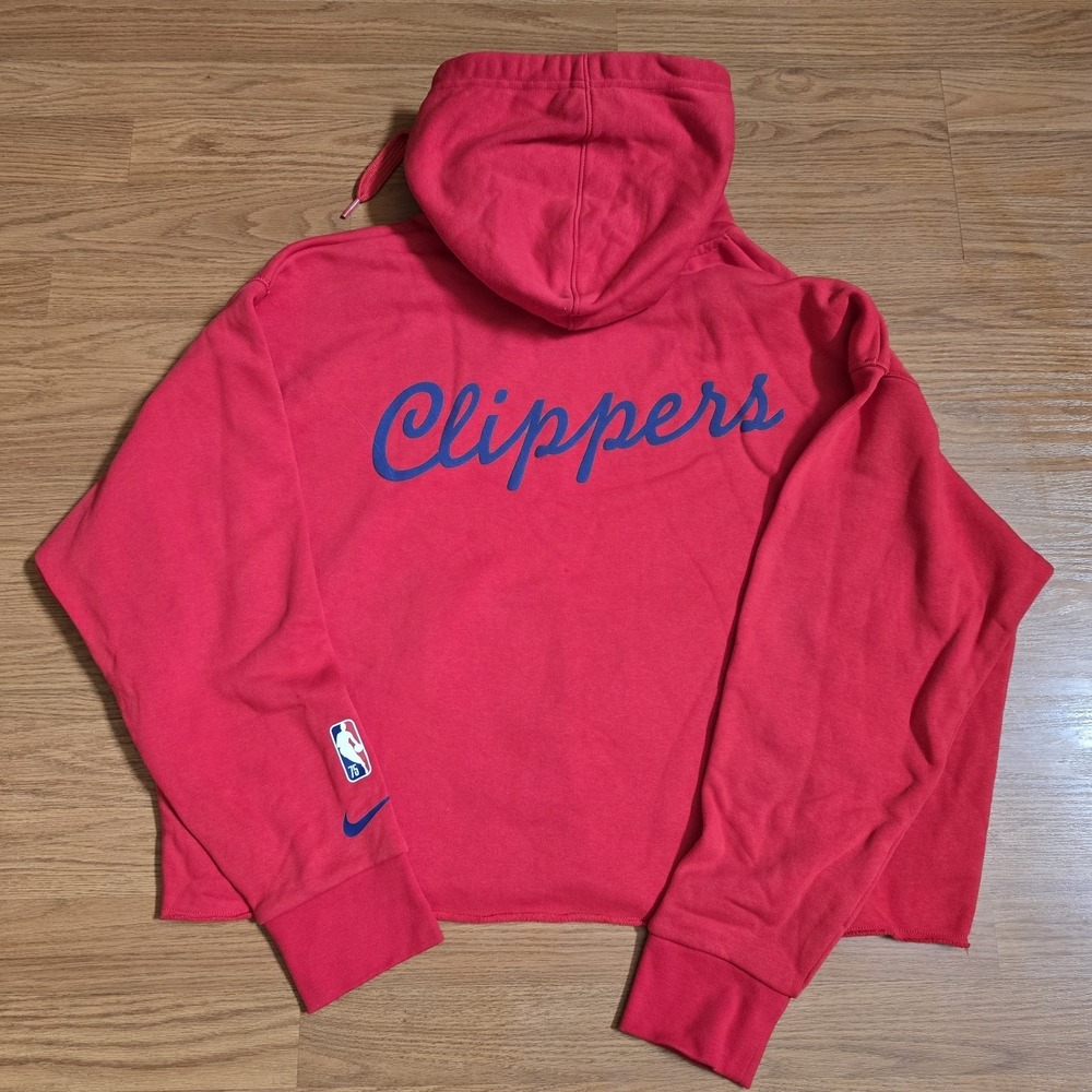 NWT Nike Clippers Red Crop Pullover Hoodie Oversize Fit Women's XL Embossed Logo
